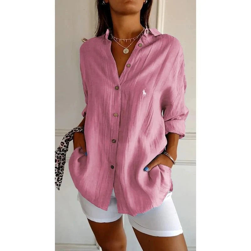 Chemise décontractée à manches longues avec coupe ample