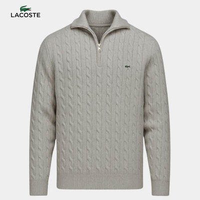 Pull Homme Col Zippé Tricot Torsadé