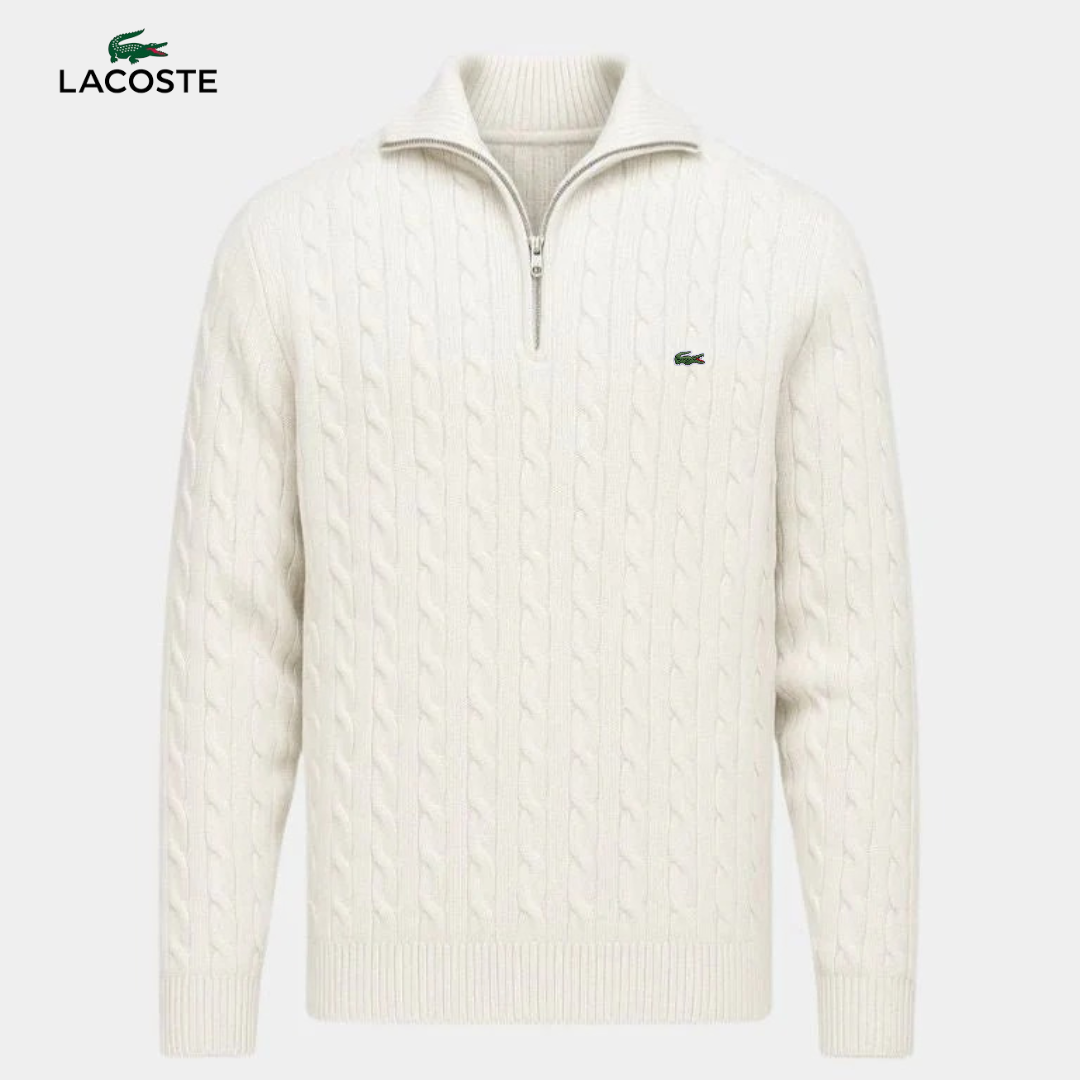 Pull Homme Col Zippé Tricot Torsadé