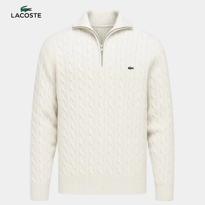 Pull Homme Col Zippé Tricot Torsadé