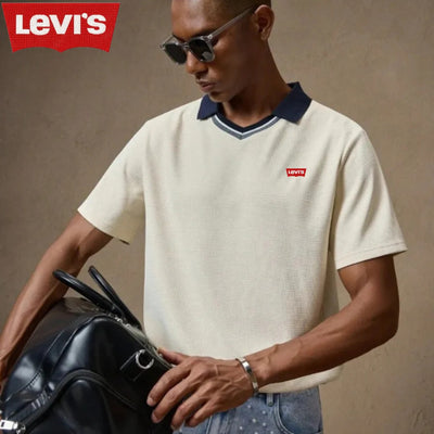 T-shirt LVS® Homme Écru à Col Contrasté