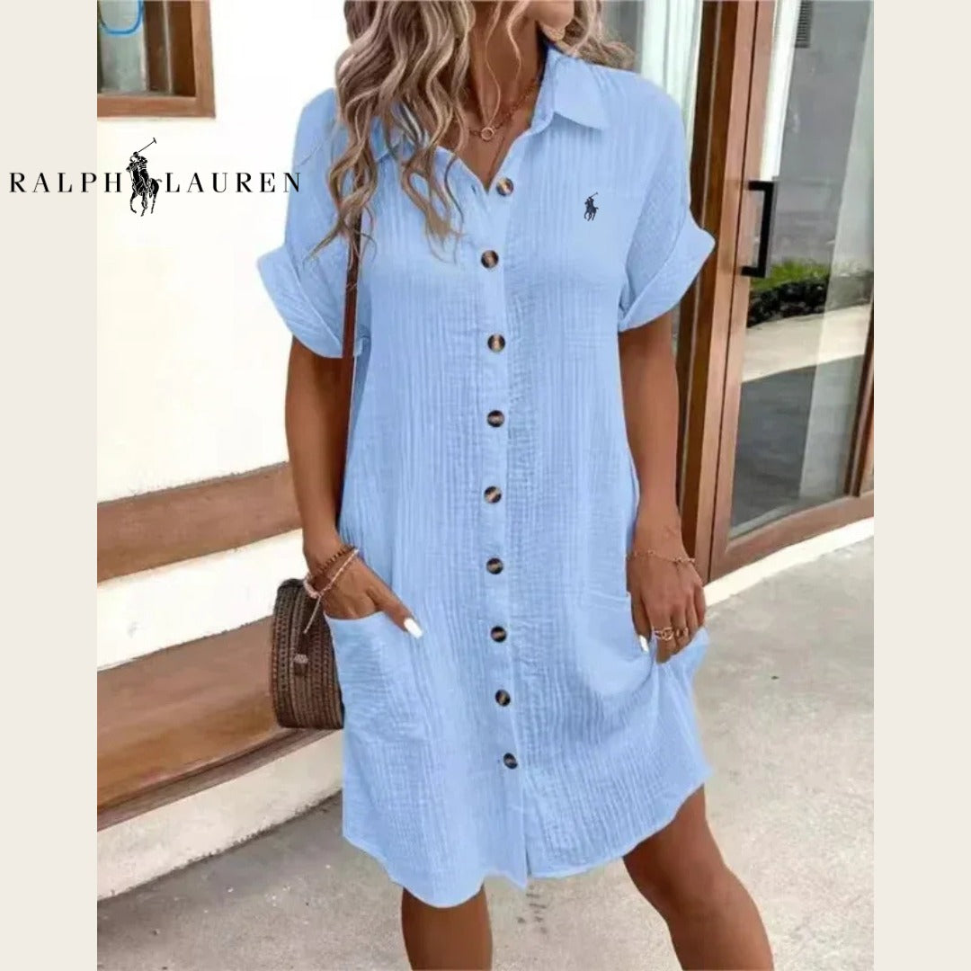 Robe chemise en gaze de coton RL™ – Élégance décontractée