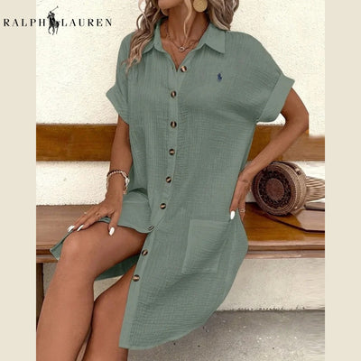 Robe chemise en gaze de coton RL™ – Élégance décontractée