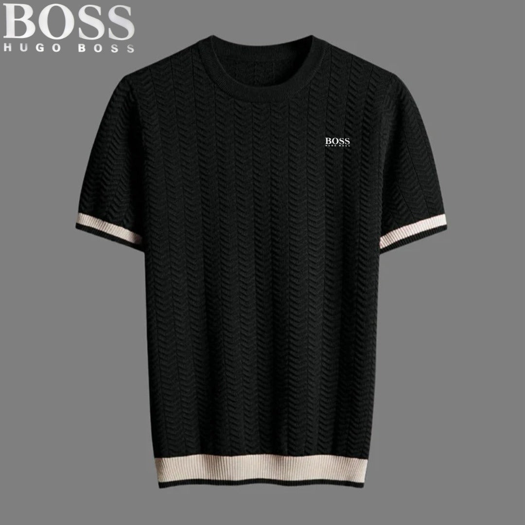 T-shirt texturé à col rond HB – Détails contrastés