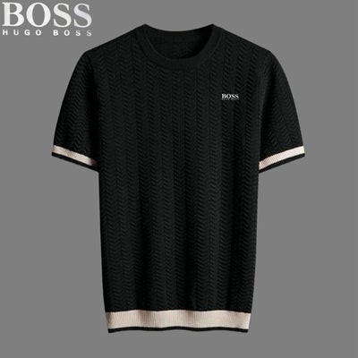 T-shirt texturé à col rond HB – Détails contrastés