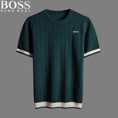 T-shirt texturé à col rond HB – Détails contrastés