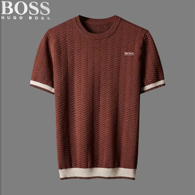 T-shirt texturé à col rond HB – Détails contrastés