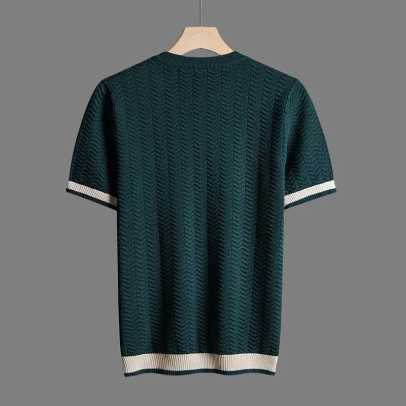T-shirt texturé à col rond HB – Détails contrastés