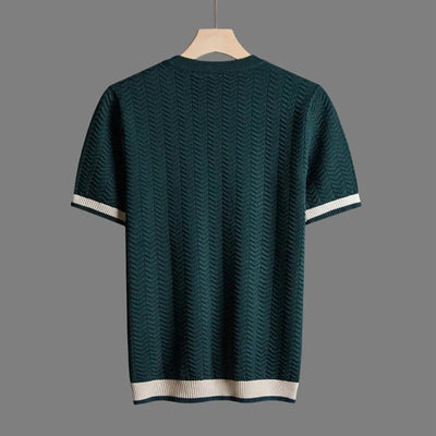 T-shirt texturé à col rond HB – Détails contrastés