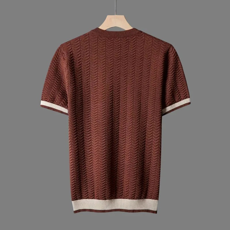 T-shirt texturé à col rond HB – Détails contrastés
