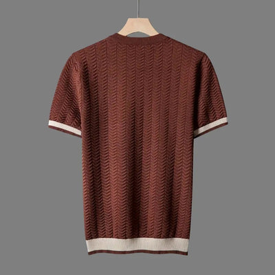 T-shirt texturé à col rond HB – Détails contrastés