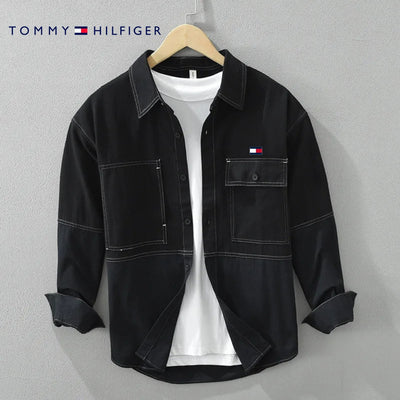 Chemise casual à manches longues avec design bicolore