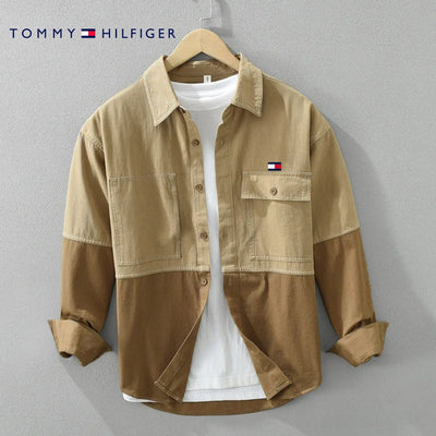 Chemise casual à manches longues avec design bicolore