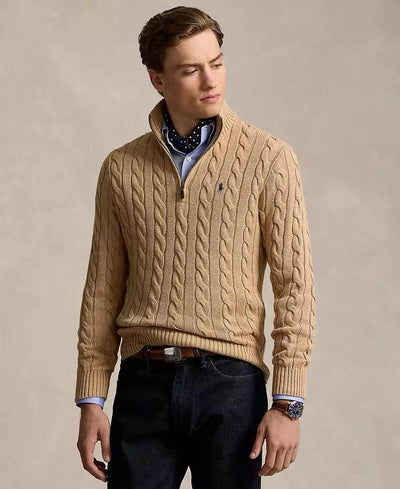 Pull torsadé col zippé élégant pour homme