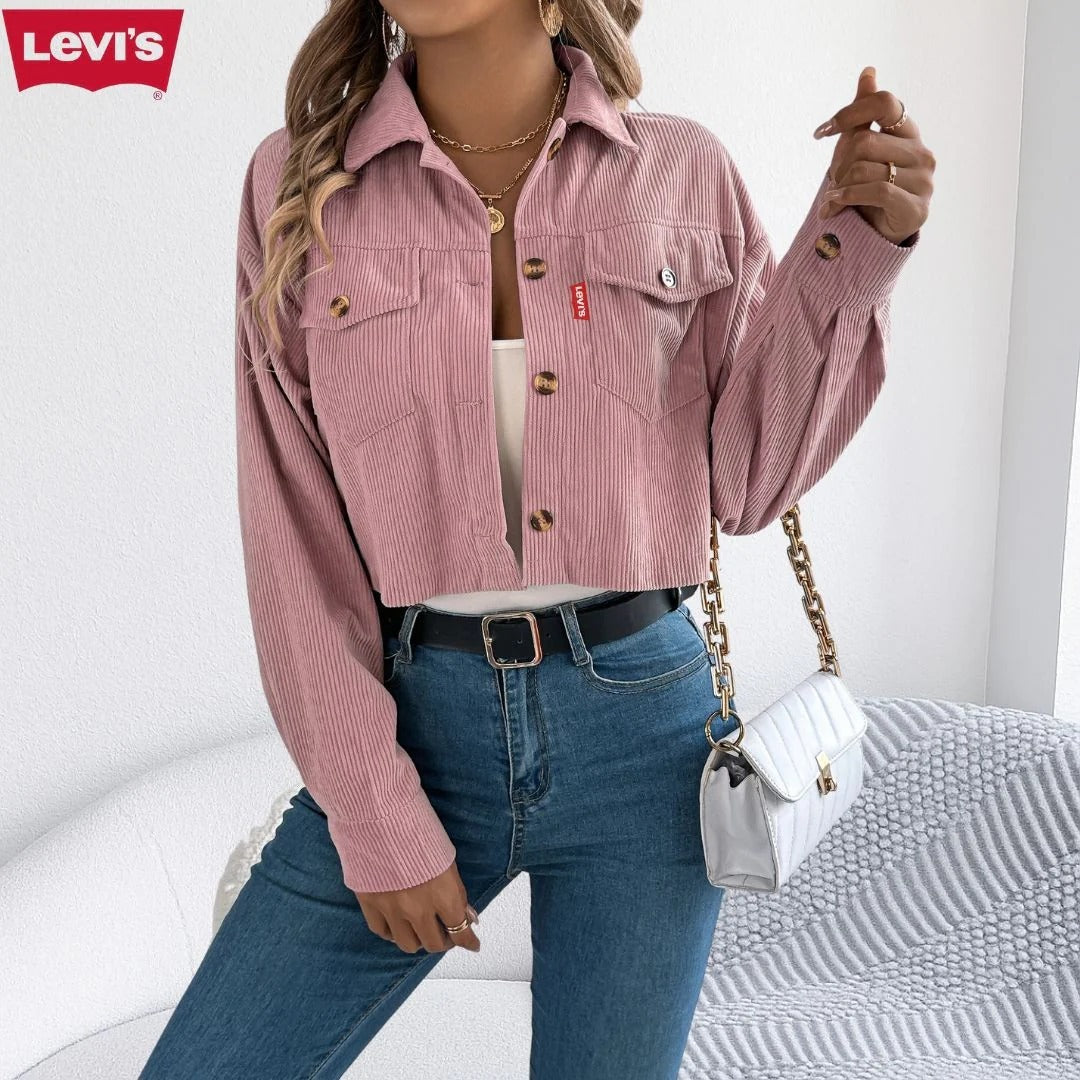 Veste femme courte en velours côtelé