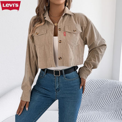 Veste femme courte en velours côtelé