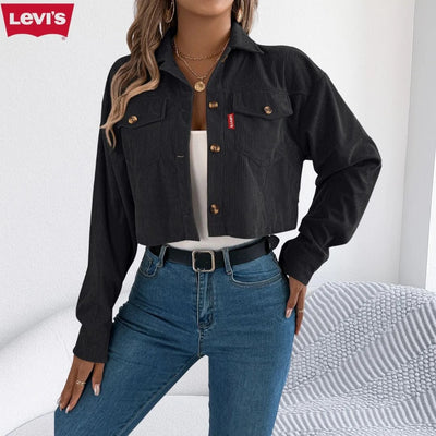 Veste femme courte en velours côtelé
