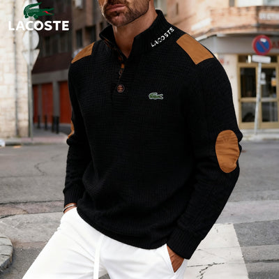 Pull homme col montant avec détails contrastés