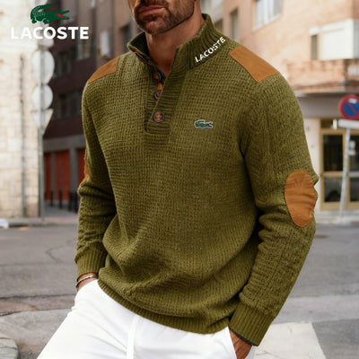 Pull homme col montant avec détails contrastés