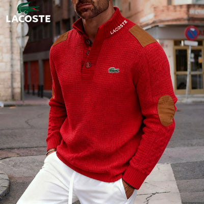 Pull homme col montant avec détails contrastés