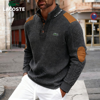 Pull homme col montant avec détails contrastés