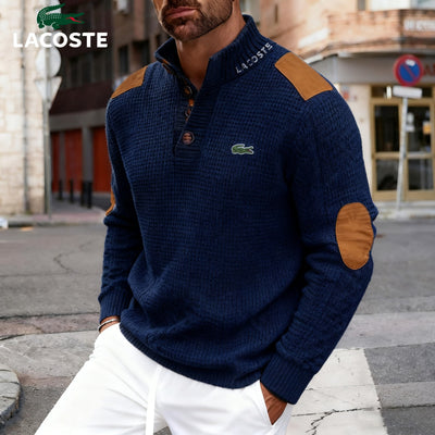 Pull homme col montant avec détails contrastés