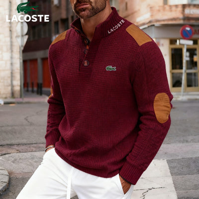 Pull homme col montant avec détails contrastés
