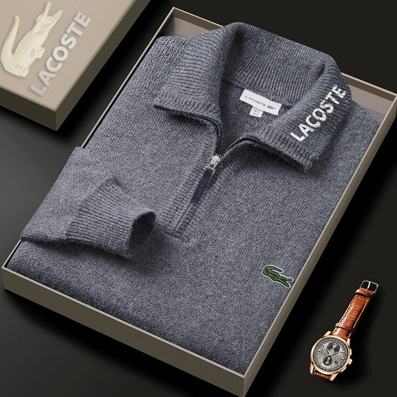 Pull col zippé homme en maille douce