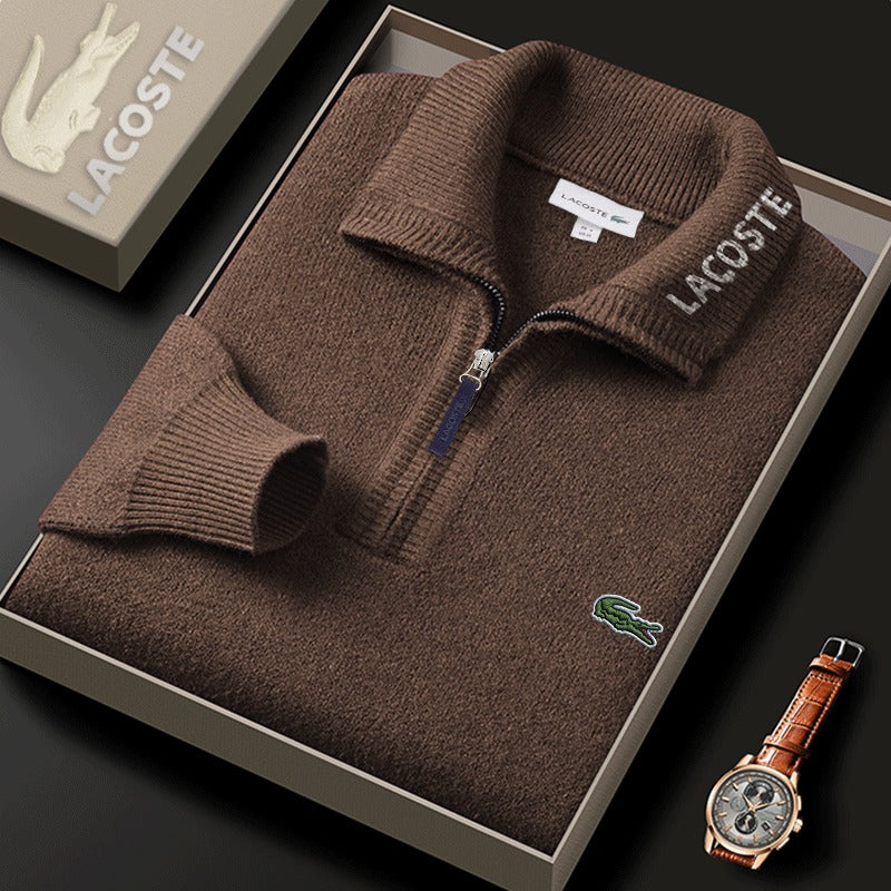 Pull col zippé homme en maille douce