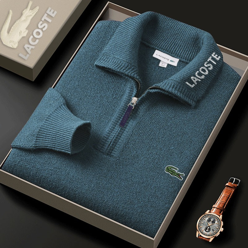 Pull col zippé homme en maille douce