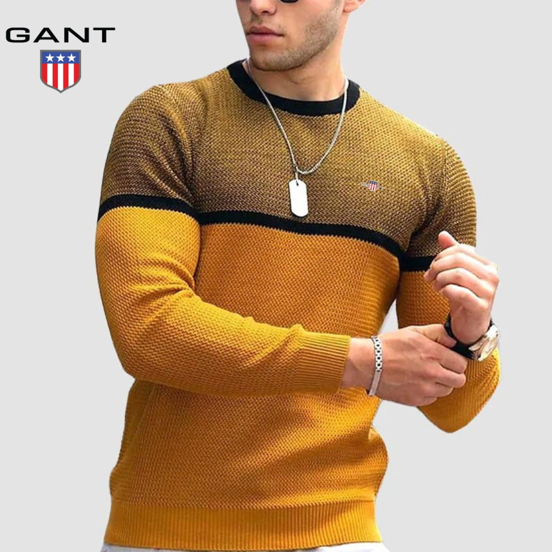 Pull homme tendance bicolore à col rond