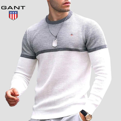 Pull homme tendance bicolore à col rond