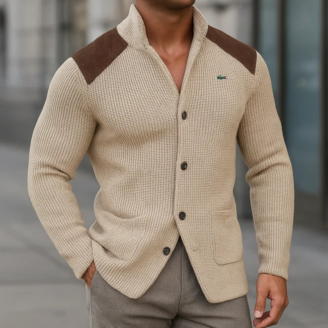 Gilet homme à col structuré – Maille épaisse et style élégant