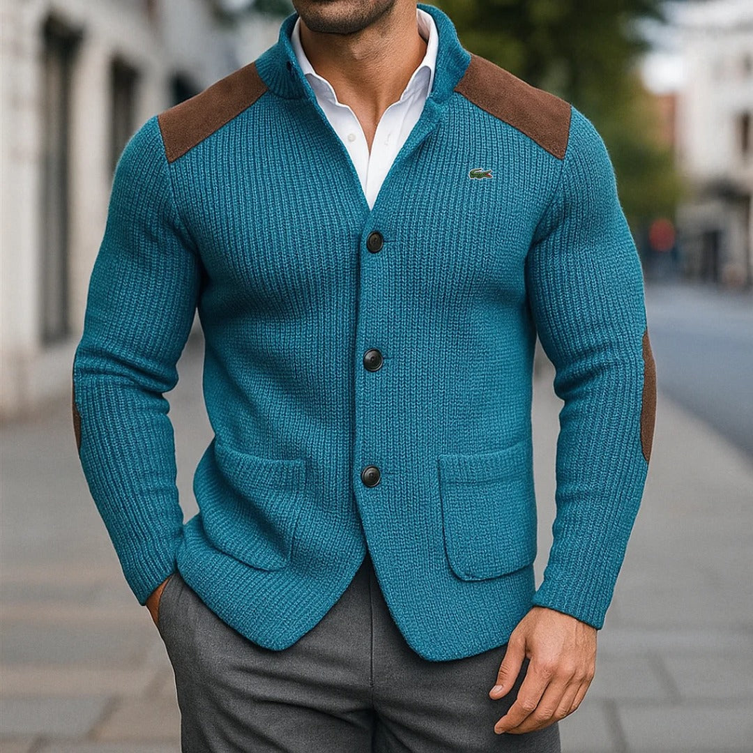 Gilet homme à col structuré – Maille épaisse et style élégant