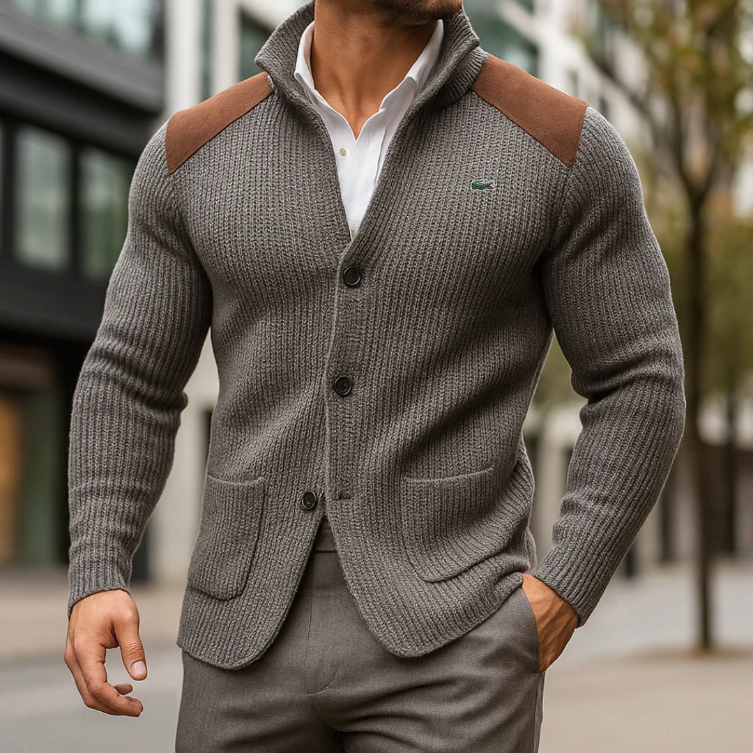 Gilet homme à col structuré – Maille épaisse et style élégant