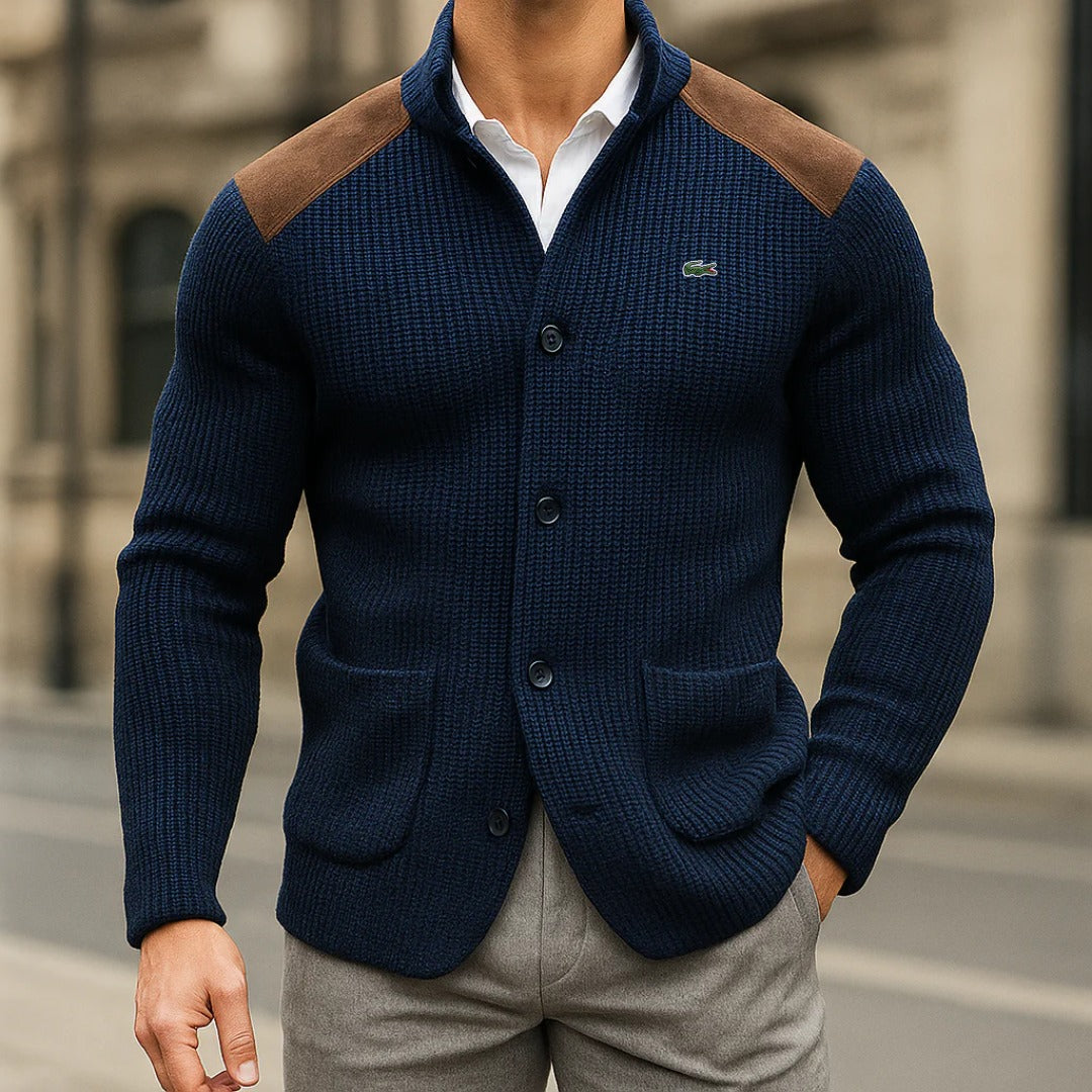 Gilet homme à col structuré – Maille épaisse et style élégant