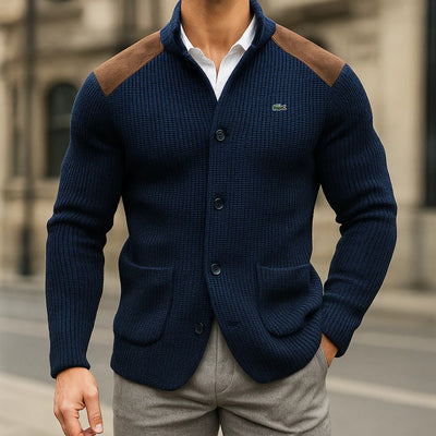 Gilet homme à col structuré – Maille épaisse et style élégant