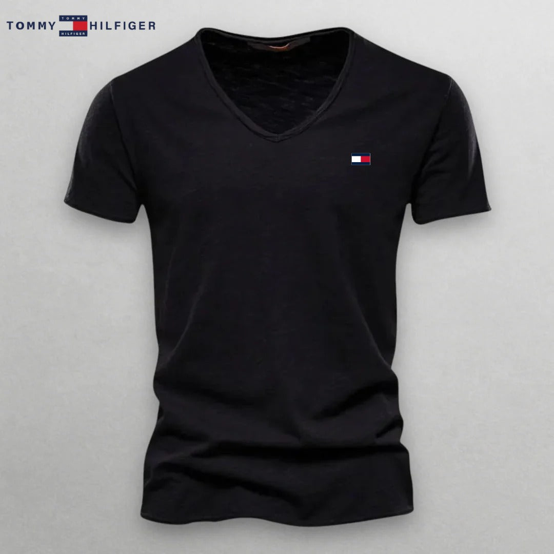 T-shirt fin col V homme – Sobriété et confort ultim
