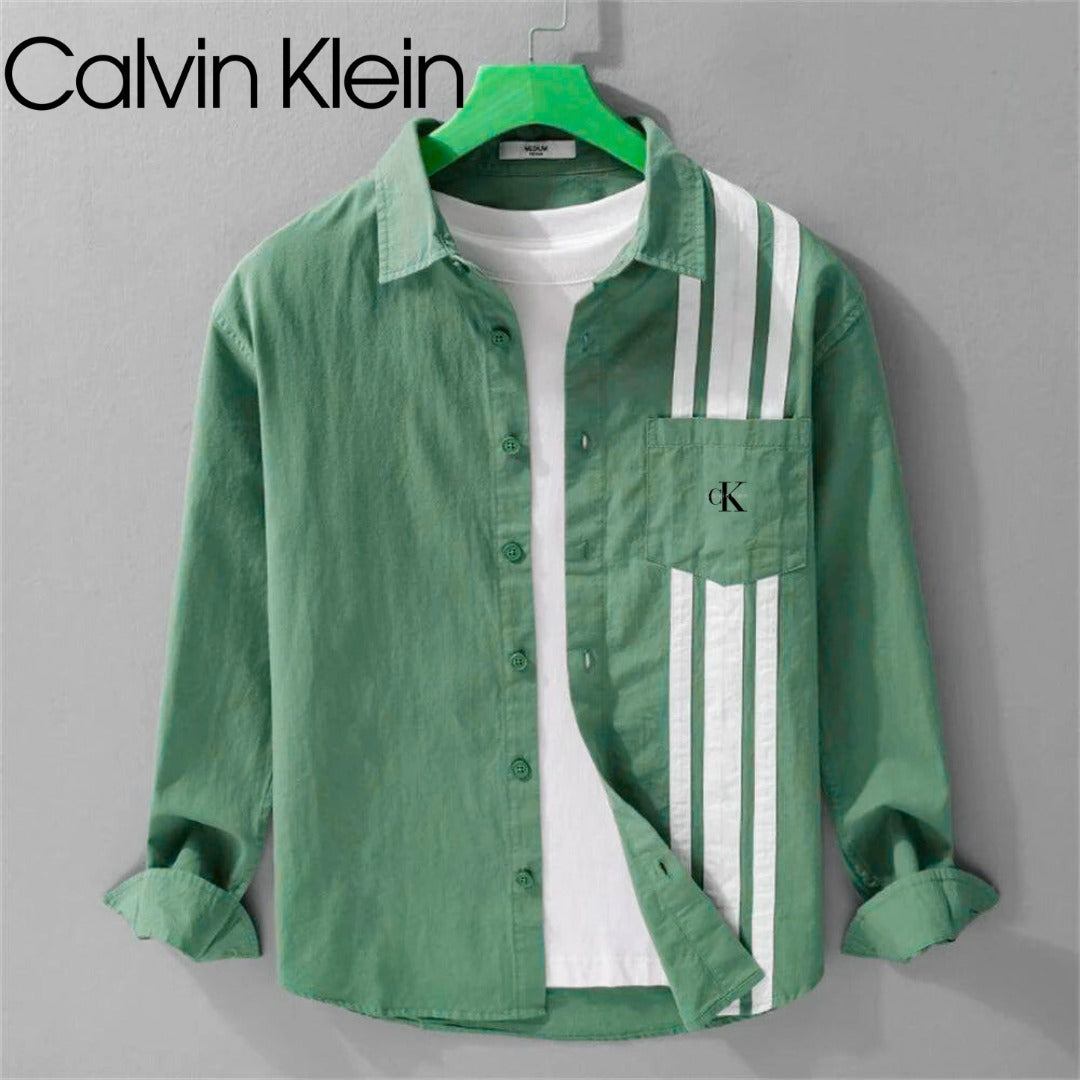 Chemise à manches longues avec design à rayures contrastantes