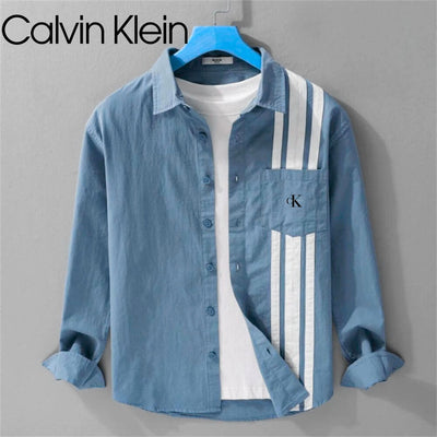 Chemise à manches longues avec design à rayures contrastantes