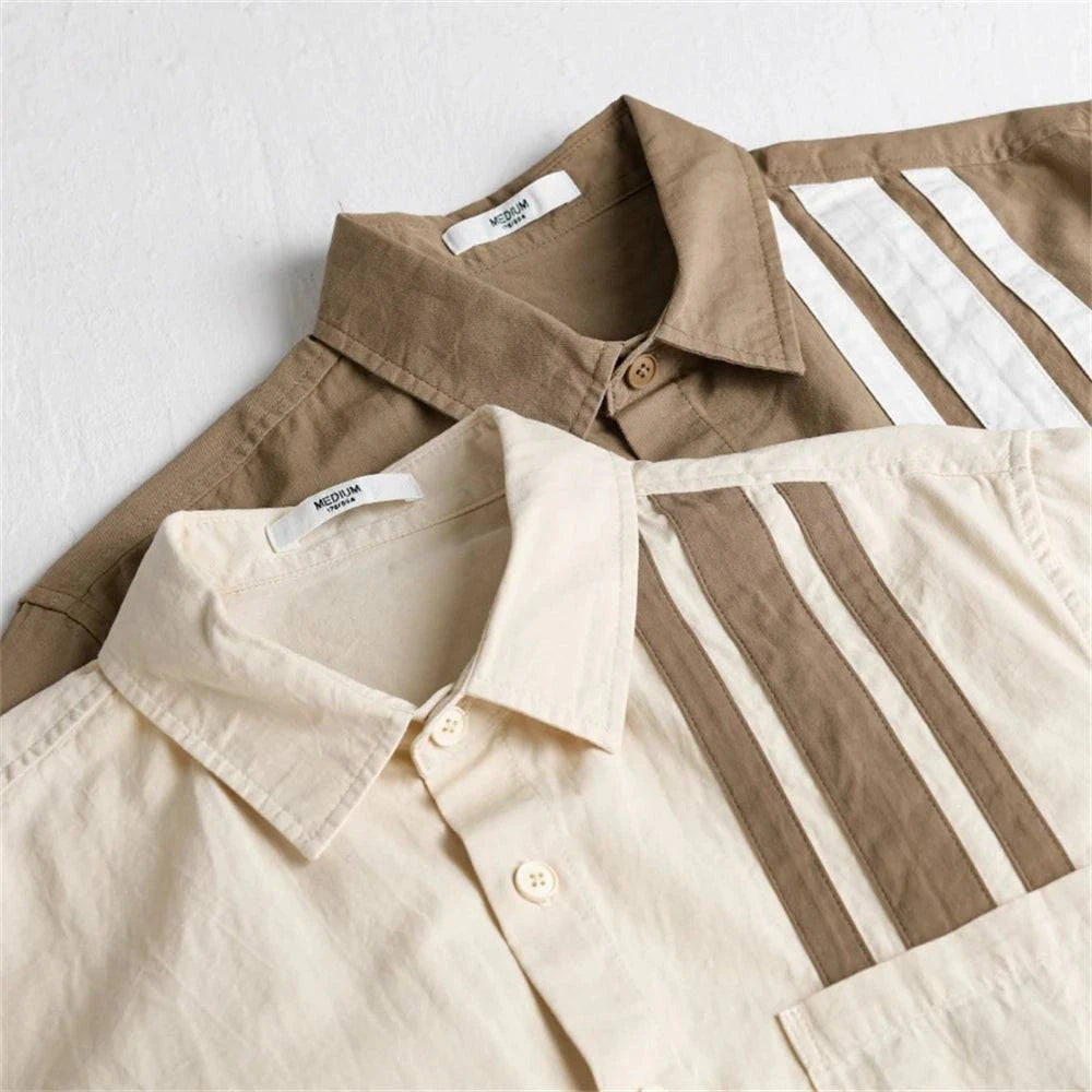 Chemise à manches longues avec design à rayures contrastantes