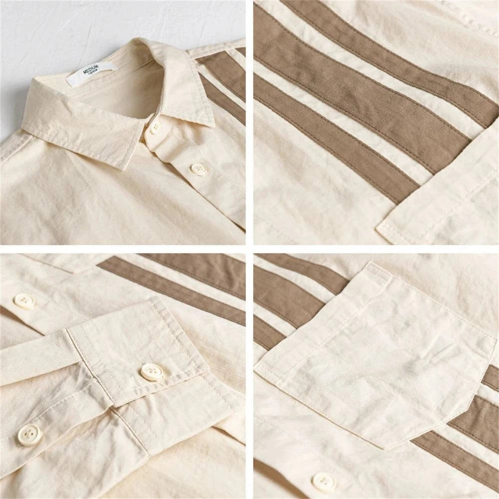 Chemise à manches longues avec design à rayures contrastantes
