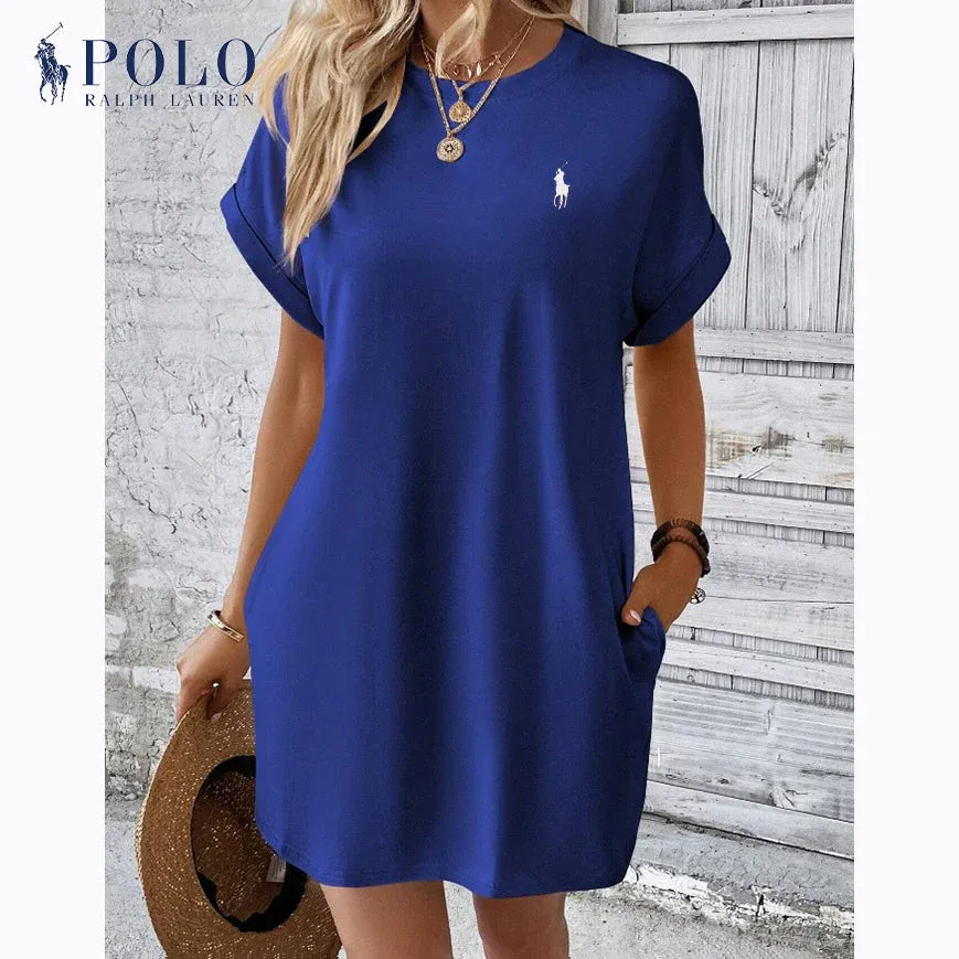 Robe décontractée unie à manches courtes RL®