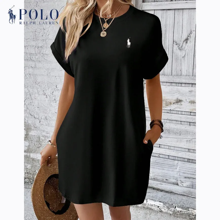 Robe décontractée unie à manches courtes RL®