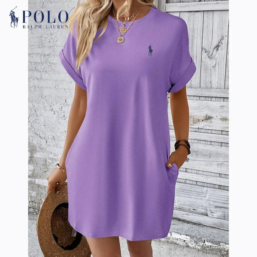 Robe décontractée unie à manches courtes RL®