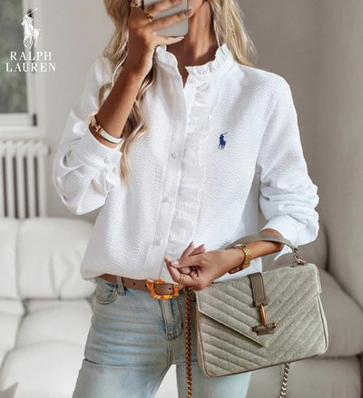 Chemise élégante à volants – Coupe féminine et détails raffinés