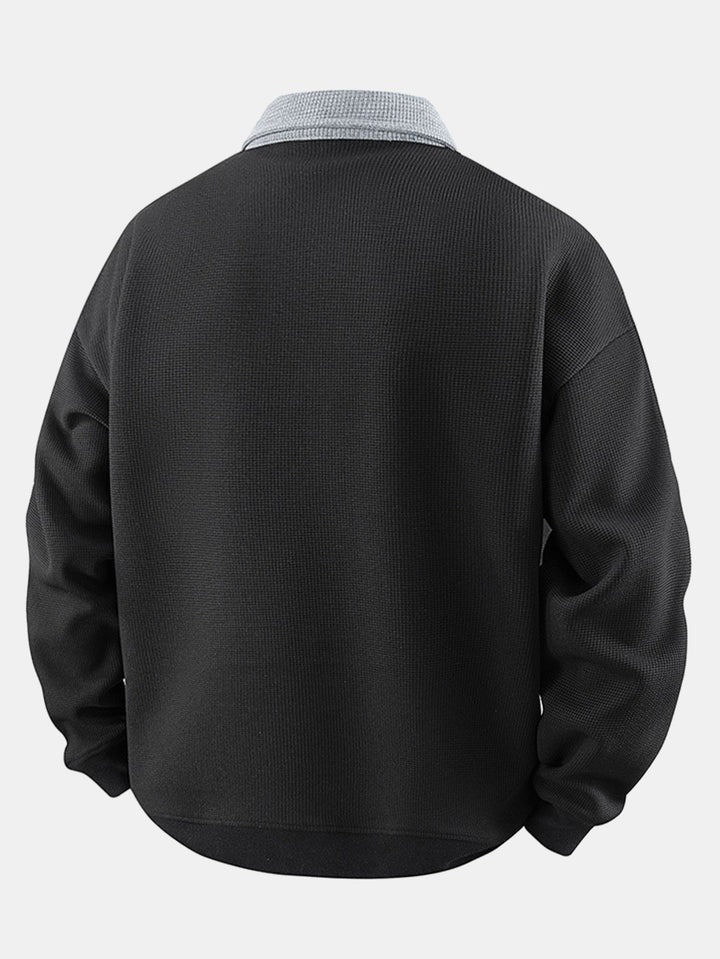 Sweat à col zippé avec bandes contrastées