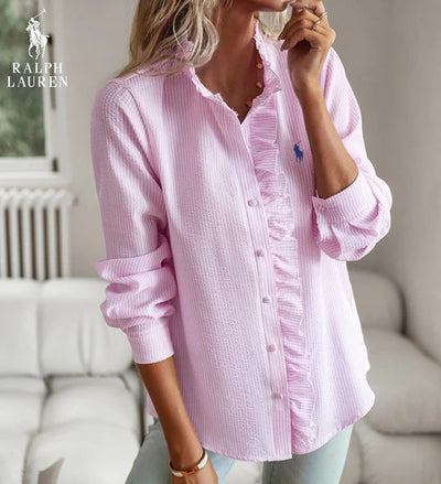 Chemise élégante à volants – Coupe féminine et détails raffinés