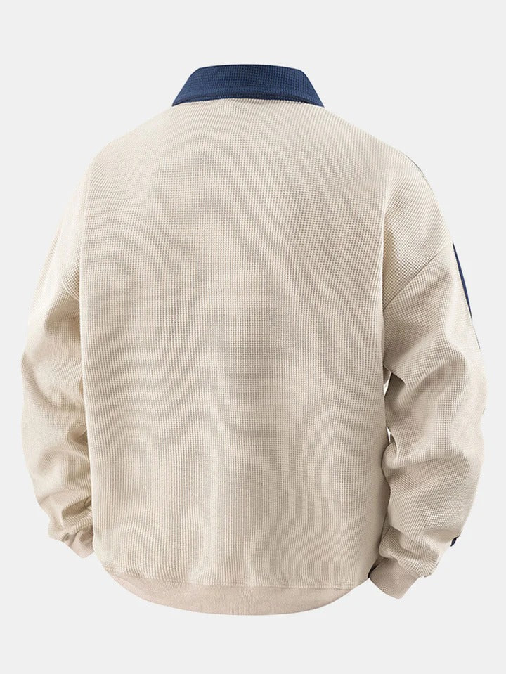 Sweat à col zippé avec bandes contrastées