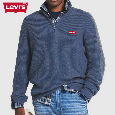 Pull à col zippé en maille côtelée pour homme